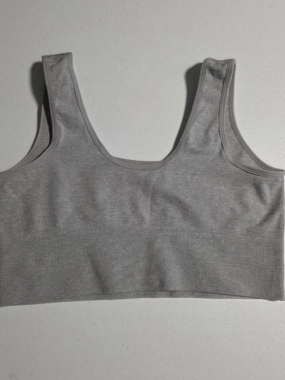 Steve Madden Sports Bra Rhinestone‎ Logo Gray Ribbed No Padding Size Large